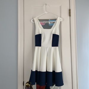 Blue & white block dress
